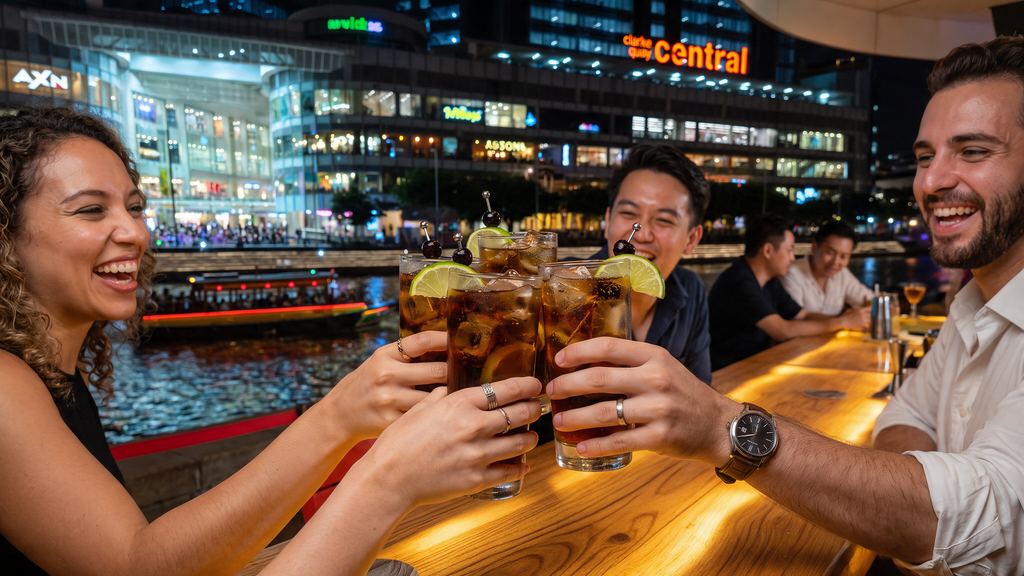 Guest enjoying a Cuba Libre cocktail at Cuba Libre Singapore